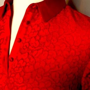 RED like NEW Banana republic red sheath LACE collared flounce sleeve Dress XS